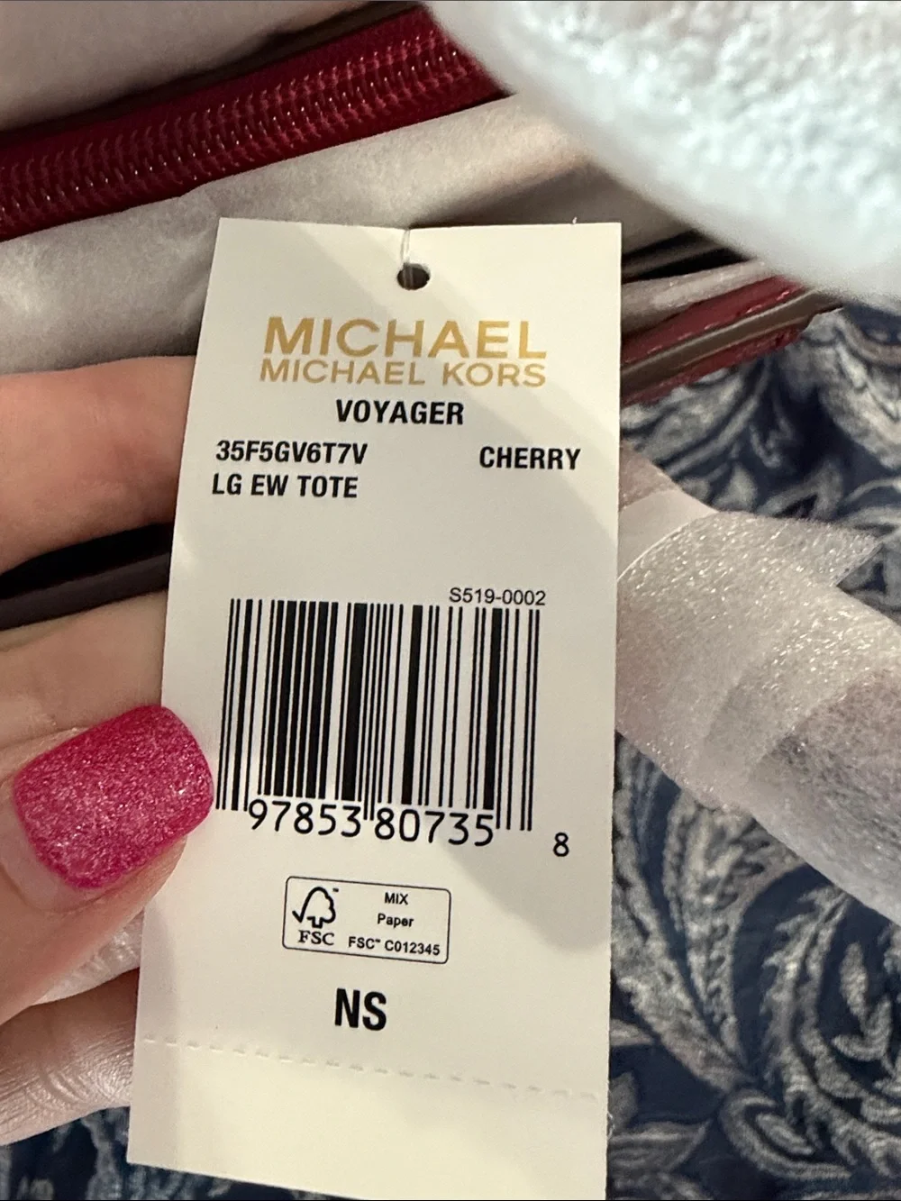 Michael Kors Red MK Logo Tote with Contrasting Trim